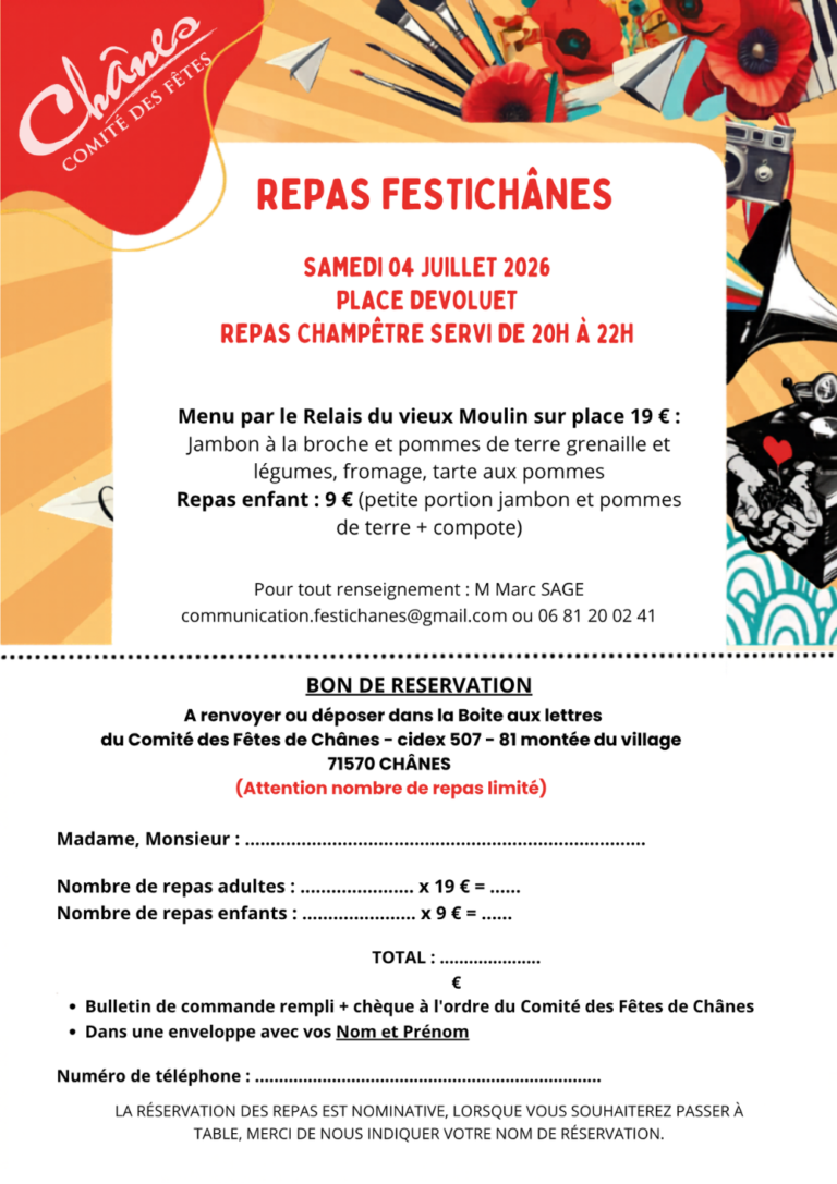 Réservation repas du samedi soir